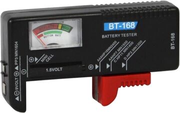 Tarvike Universaali paristotesteri, 1.5V AAA, AA ja 9V 6F22-paristoille Tarvike Universaali paristotesteri, 1.5V AAA, AA ja 9V 6F22-paristoille