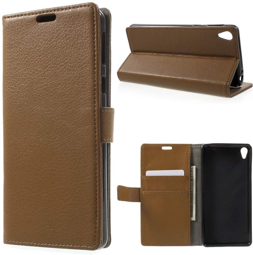 Puhelimenkuoret.fi Sony Xperia E5 Suojakotelo - Ruskea Lompakko Puhelimenkuoret.fi Sony Xperia E5 Suojakotelo - Ruskea Lompakko