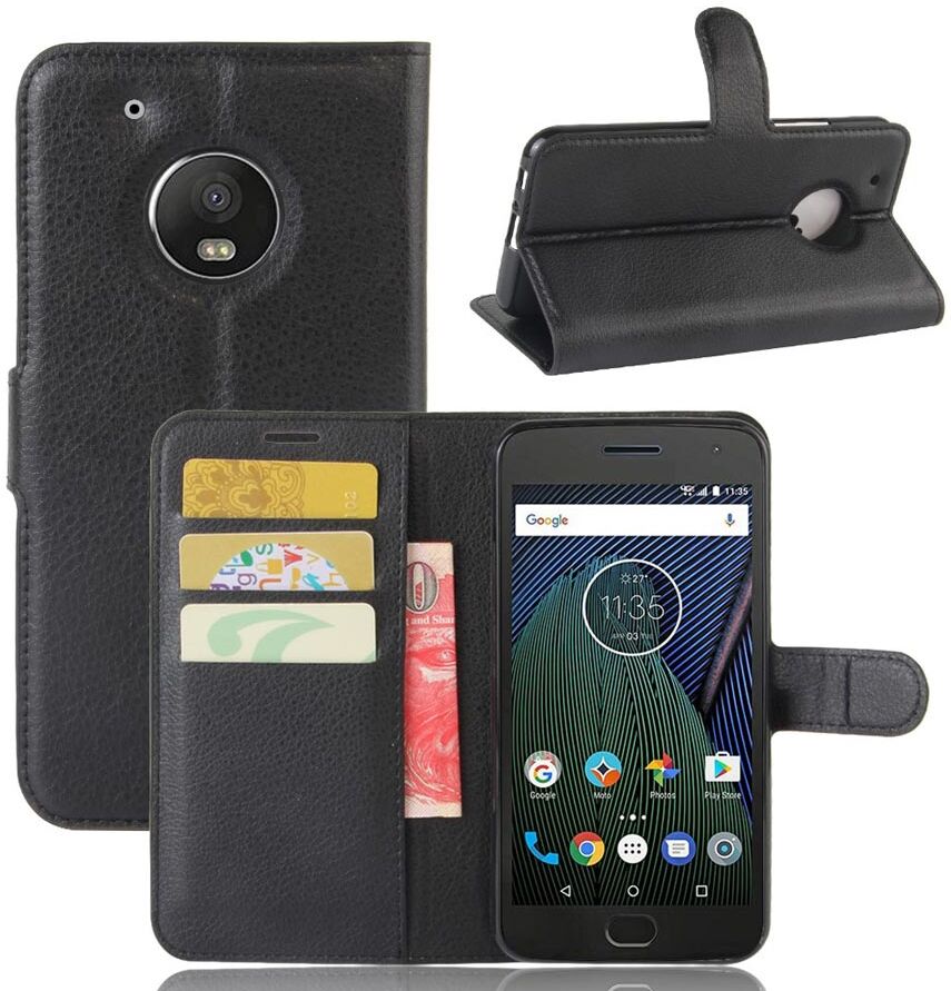 Puhelimenkuoret.fi Lenovo Moto G5 Plus Suojakotelo Musta Lompakko Puhelimenkuoret.fi Lenovo Moto G5 Plus Suojakotelo Musta Lompakko