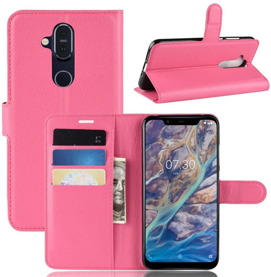 Puhelimenkuoret.fi Nokia 8.1 Lompakko Suojakotelo PU-Nahka Pinkki Puhelimenkuoret.fi Nokia 8.1 Lompakko Suojakotelo PU-Nahka Pinkki