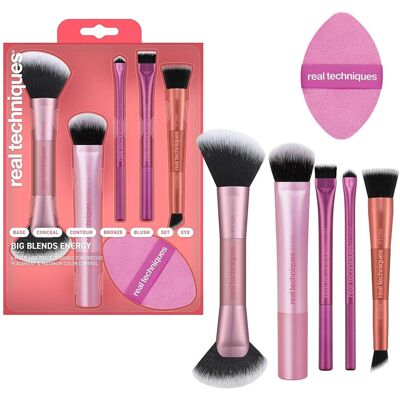 REAL TECHNIQUES Big Blends Energy Brush + Dual-Sided Puff Gift Set REAL TECHNIQUES Big Blends Energy Brush + Dual-Sided Puff Gift Set
