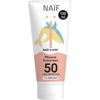 NAIF Baby & Kids High Protection Mineral Sunscreen 0% Perfume SPF50 100ml NAIF Baby & Kids High Protection Mineral Sunscreen 0% Perfume SPF50 100ml