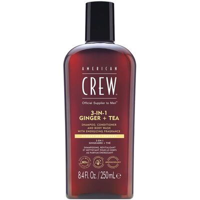 American Crew 3-in-1 Inkivääri + Tee Shampoo, Hoitoaine ja Kehonpesu (250ml) American Crew 3-in-1 Inkivääri + Tee Shampoo, Hoitoaine ja Kehonpesu (250ml)