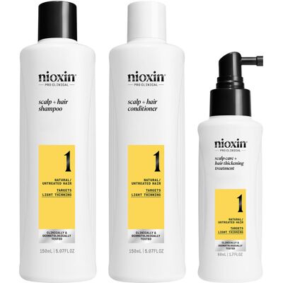 Nioxin System 1 - Hiustenhoitosarja - Vähentää Hiustenlähtöä - Vahvistaa Hiukset Nioxin System 1 - Hiustenhoitosarja - Vähentää Hiustenlähtöä - Vahvistaa Hiukset