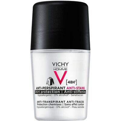 VICHY Homme 48h Anti-Traces Roll-On Deodorant 50ml VICHY Homme 48h Anti-Traces Roll-On Deodorant 50ml