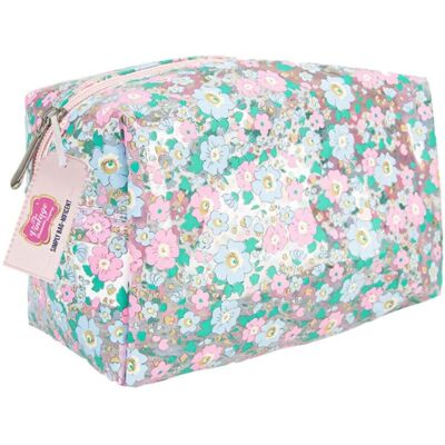 THE VINTAGE COSMETIC Periwinkle Floral Cosmetic Bag THE VINTAGE COSMETIC Periwinkle Floral Cosmetic Bag