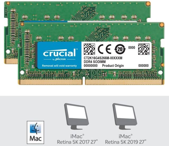 Crucial Apple muisti Crucial 32GB (2x16GB) DDR4 2666MHz SoDimm Crucial Apple muisti Crucial 32GB (2x16GB) DDR4 2666MHz SoDimm