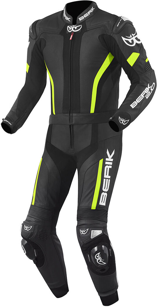 Berik Losail Kaksiosainen moottoripyörän nahkapuku Musta Keltainen unisex 50 Berik Losail Kaksiosainen moottoripyörän nahkapuku Musta Keltainen unisex 50