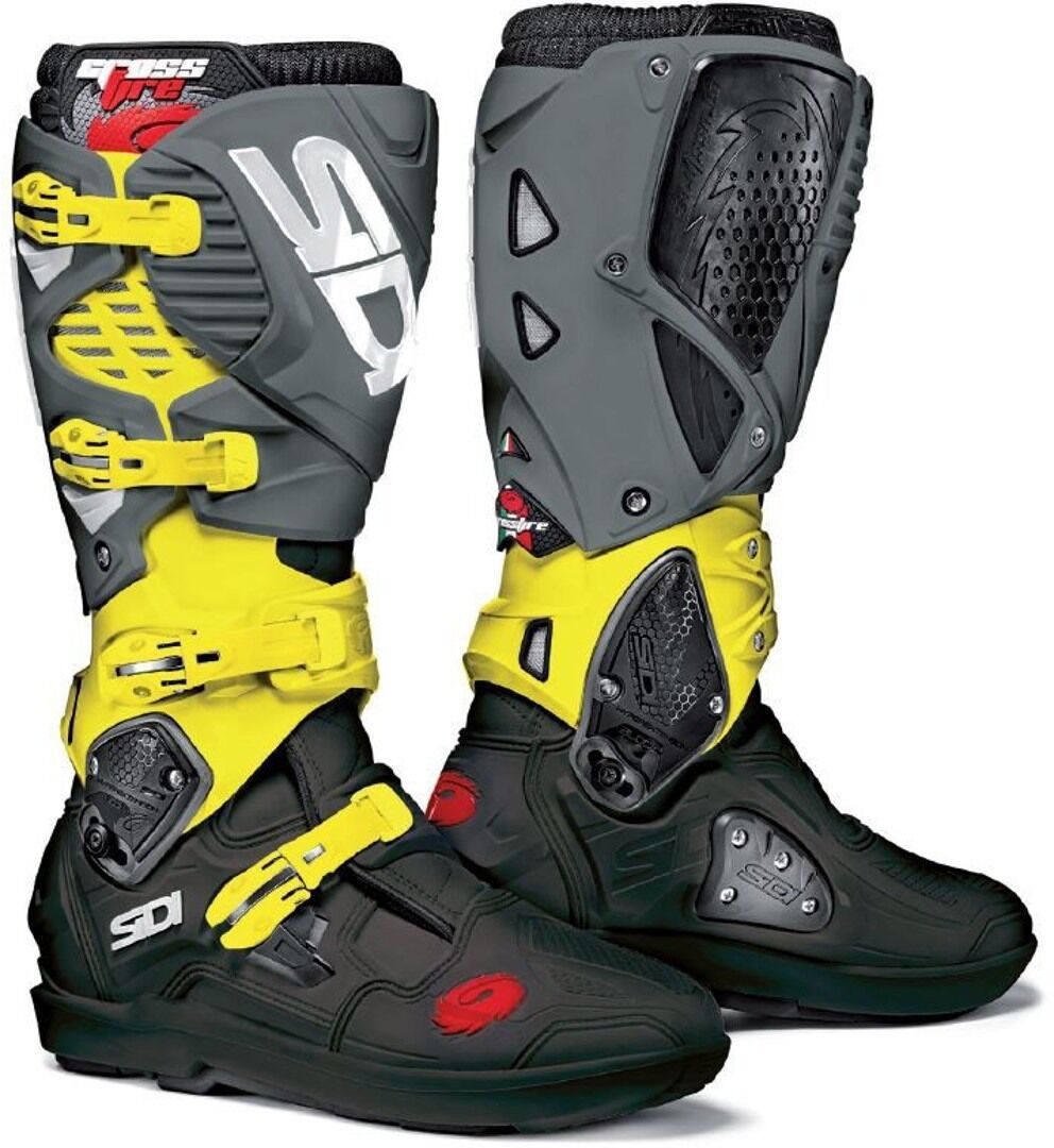 Sidi Crossfire 3 SRS Neon Limited Edition Motocross Saappaat Musta Harmaa Keltainen unisex 44