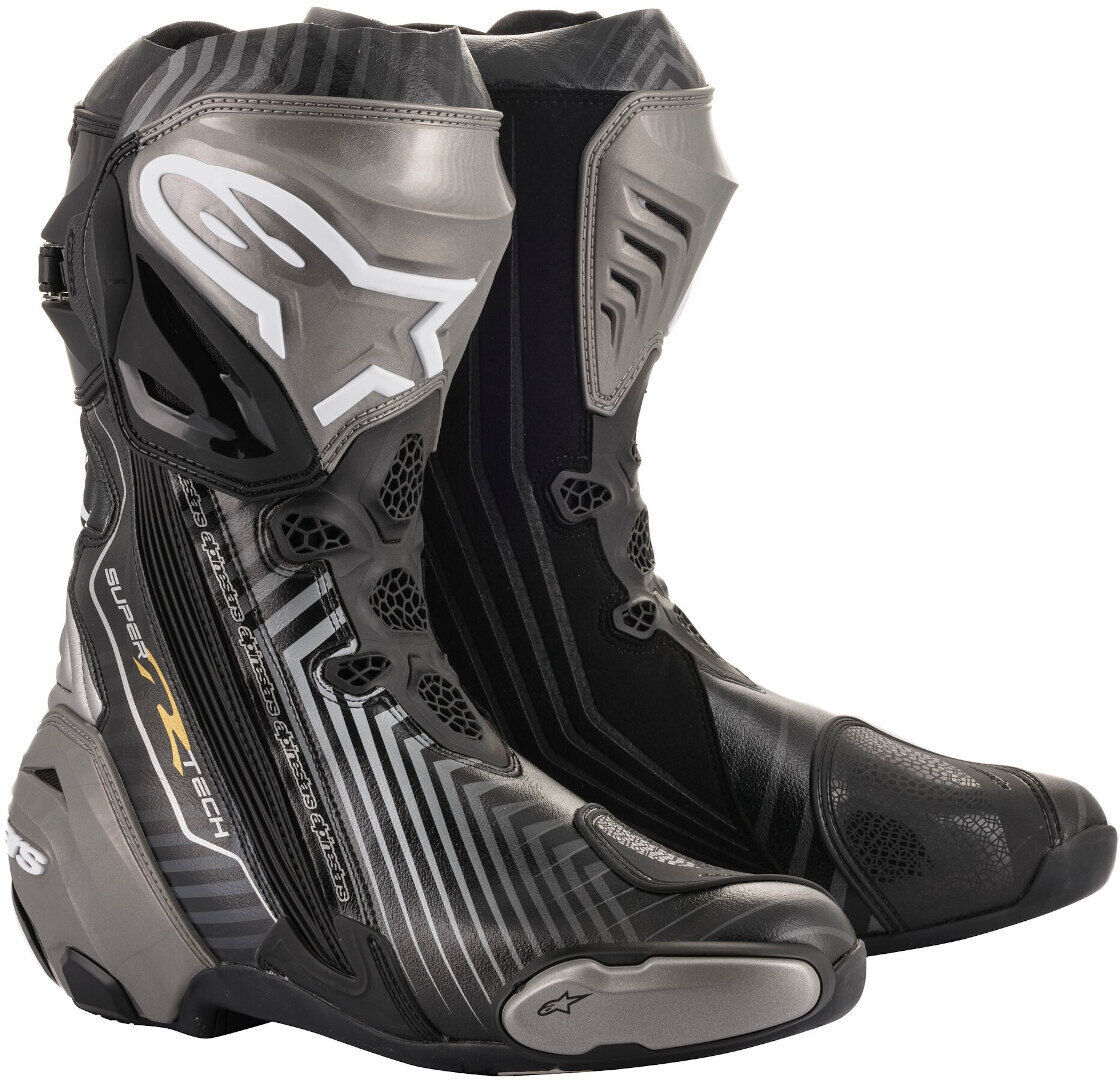 Alpinestars Supertech-R Moottoripyörä saappaat  - Musta Kulta - Size: 42 Alpinestars Supertech-R Moottoripyörä saappaat  - Musta Kulta - Size: 42