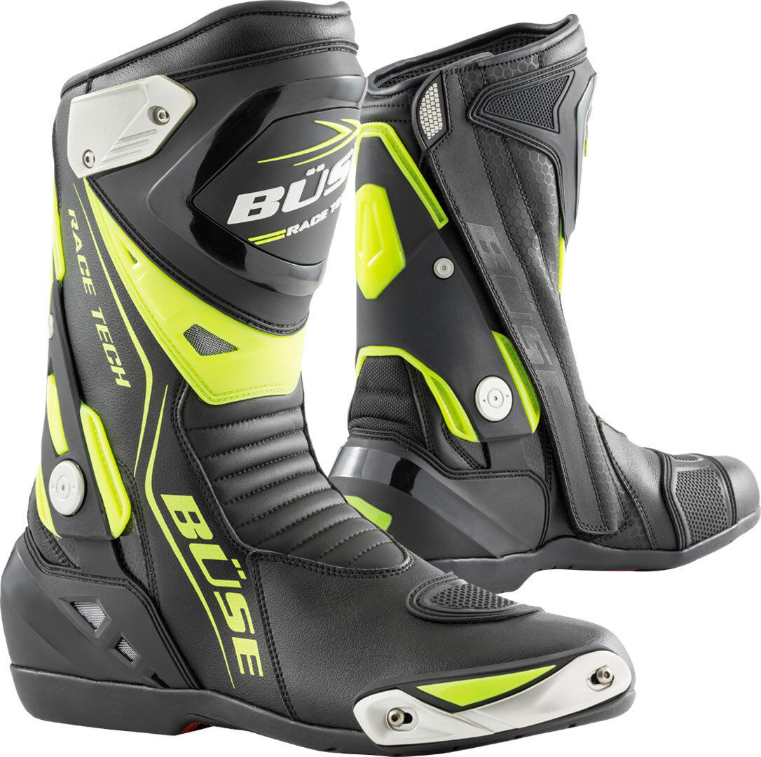 Büse GP Race Tech Moottoripyörä saappaat  - Musta Keltainen - Size: 43 Büse GP Race Tech Moottoripyörä saappaat  - Musta Keltainen - Size: 43
