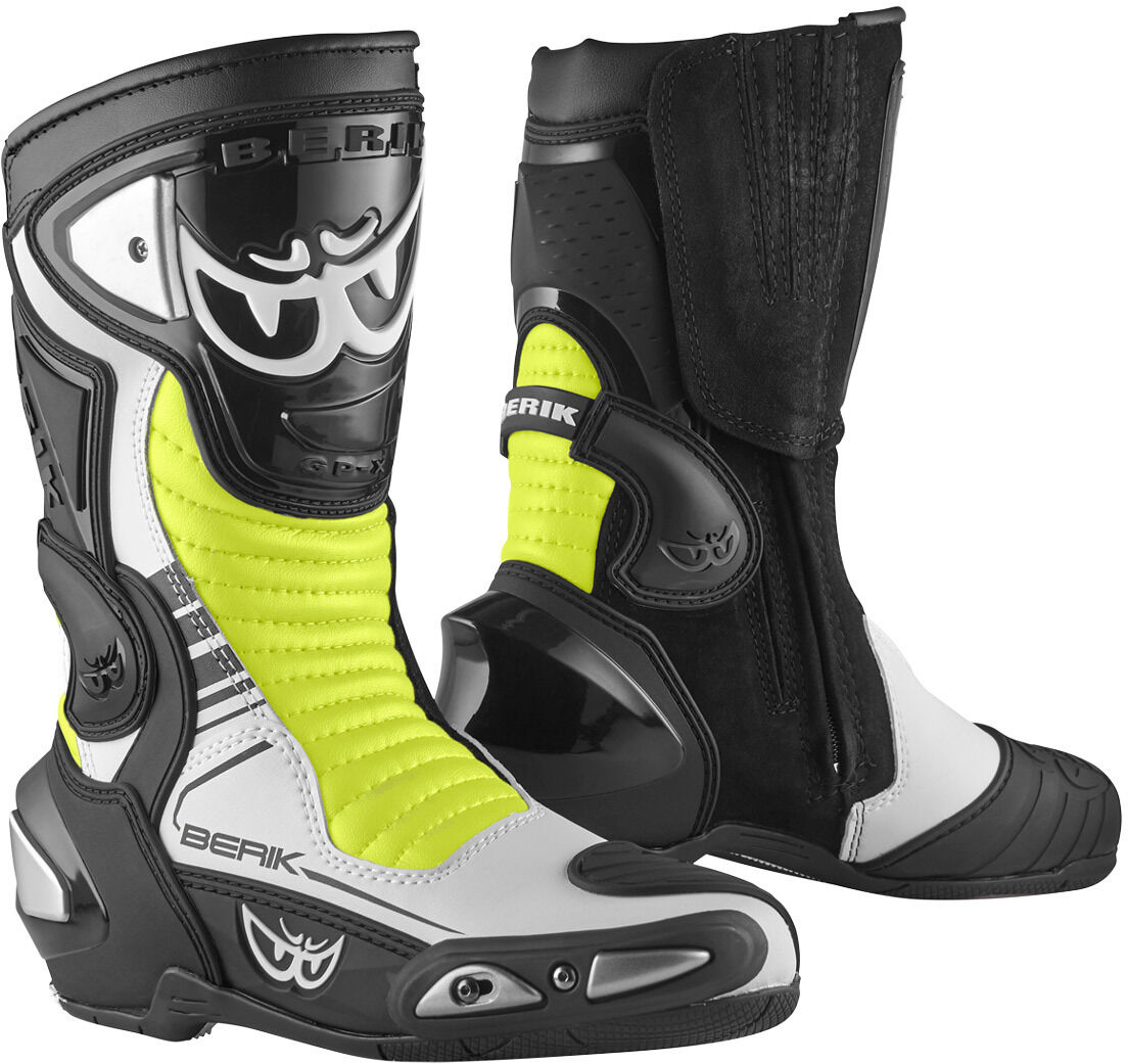 Berik Race-X EVO Moottori pyörä saappaat  - Musta Valkoinen Keltainen - Size: 41 Berik Race-X EVO Moottori pyörä saappaat  - Musta Valkoinen Keltainen - Size: 41