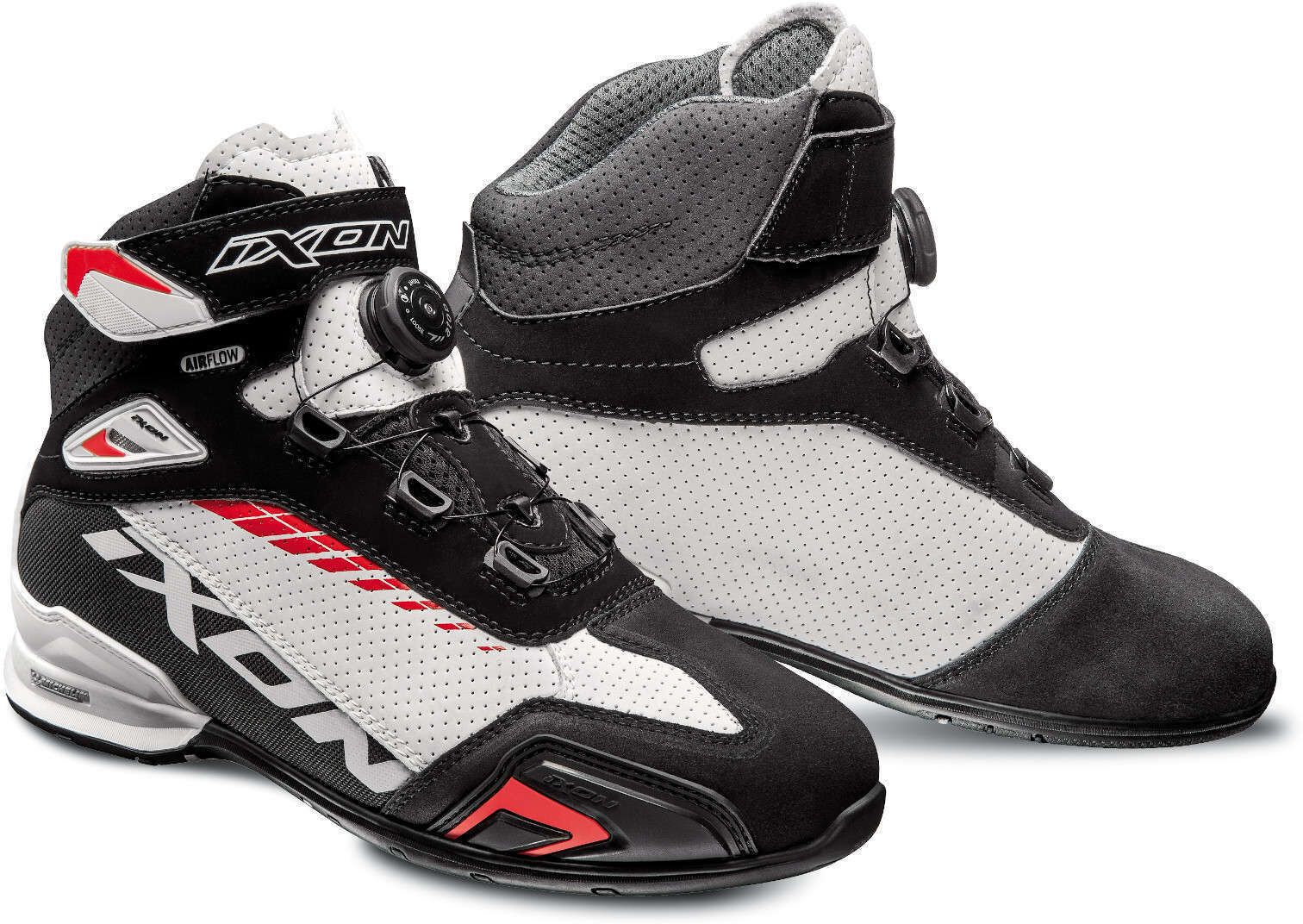 Ixon Bull Vented Moottoripyörä kengät  - Musta Valkoinen Punainen - Size: 43 Ixon Bull Vented Moottoripyörä kengät  - Musta Valkoinen Punainen - Size: 43