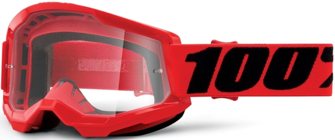 100% Strata II Motocross-suojalasit  - Musta Punainen - Size: yksi koko