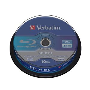 Verbatim 1x10 Bd-R Blu-Ray 50gb 6x Speed, White Blue Cakebox
