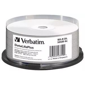 Verbatim 1x25 Bd-R Blu-Ray 50gb 6x Speed Printable Cakebox