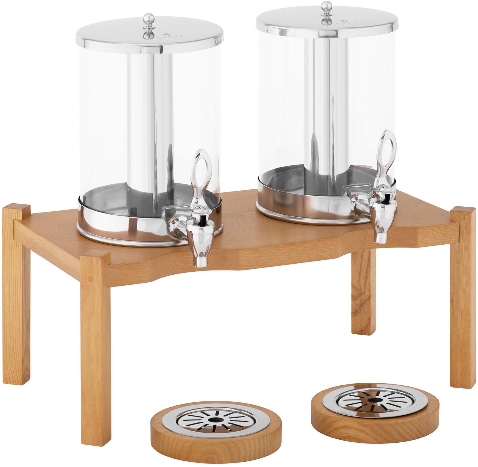 Royal Catering Mehuannostelija - 2 x 7 L - jäähdytysjärjestelmä - puujalusta Royal Catering Mehuannostelija - 2 x 7 L - jäähdytysjärjestelmä - puujalusta