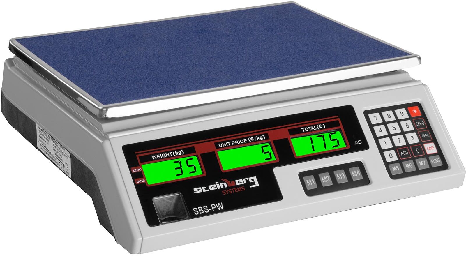 Steinberg Hinnoitteluvaaka - 35 kg / 2 g - valkoinen - LCD Steinberg Hinnoitteluvaaka - 35 kg / 2 g - valkoinen - LCD
