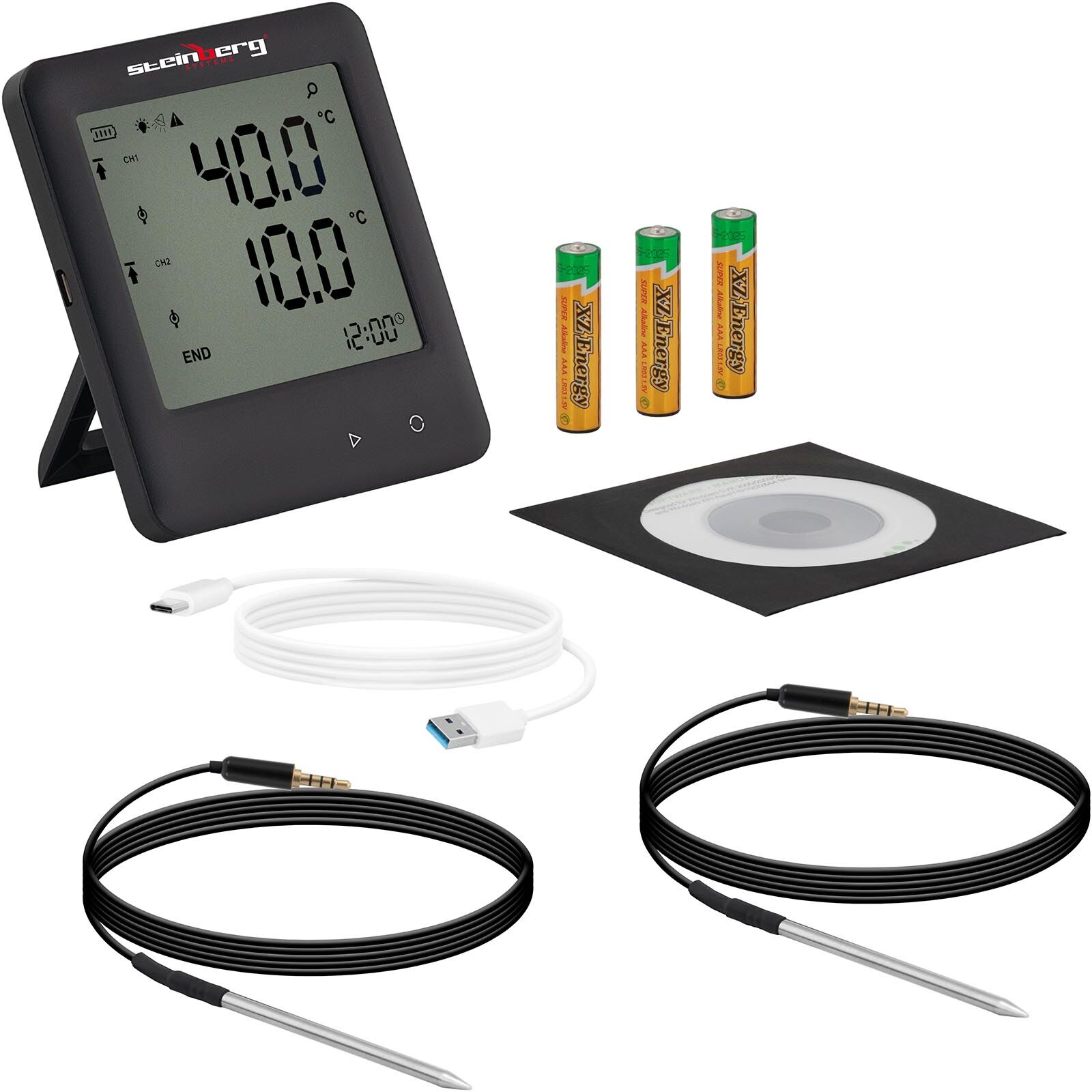 Steinberg Dataloggeri - lämpötila - LCD - -200 - +250 ° C - 2 ulkoista anturia Steinberg Dataloggeri - lämpötila - LCD - -200 - +250 ° C - 2 ulkoista anturia
