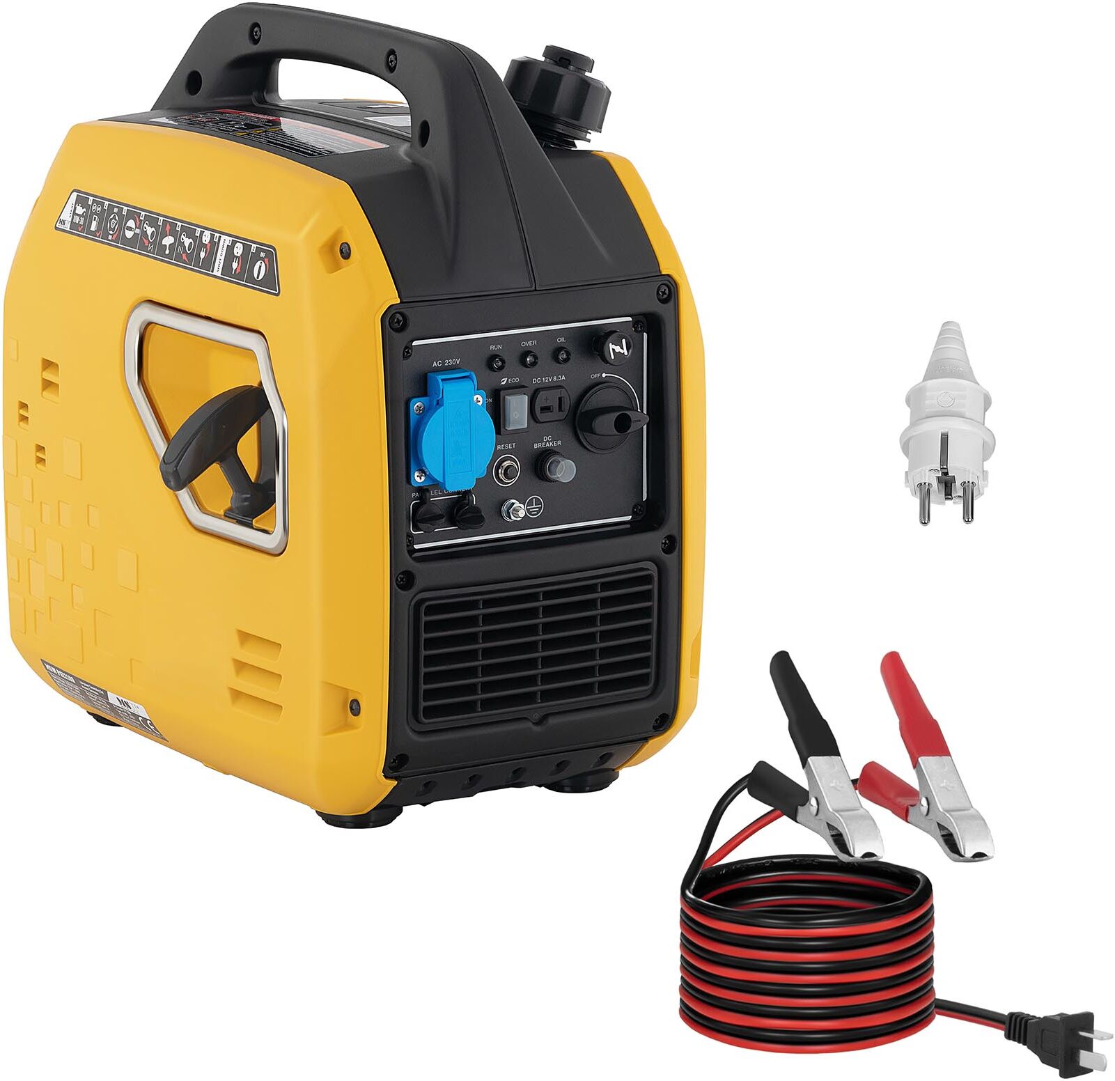 MSW Generaattori Bensiiniaggregaattori - 2100 W - 230 V AC / 12 V DC - vedä käynnistin MSW Generaattori Bensiiniaggregaattori - 2100 W - 230 V AC / 12 V DC - vedä käynnistin