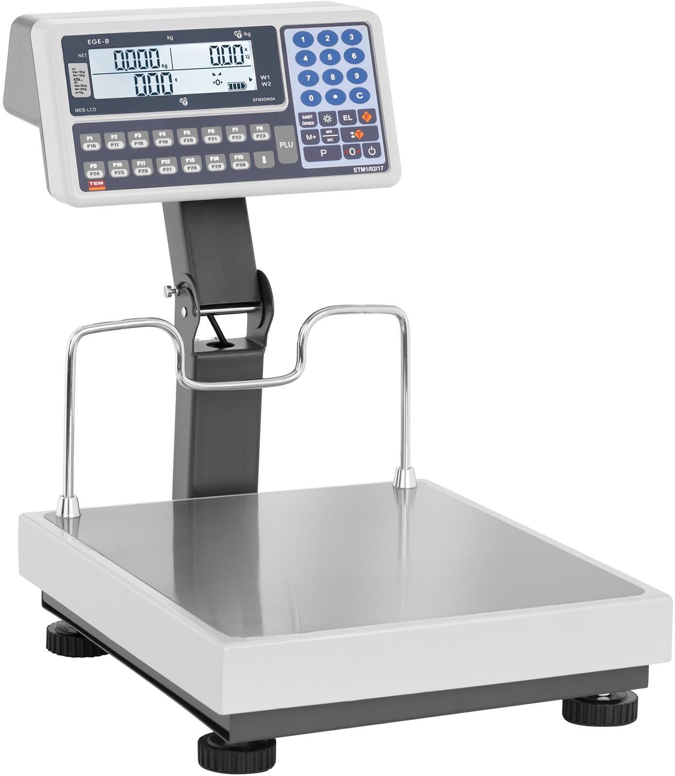 TEM Hinnoitteluvaaka - korotettu näyttö - varmennettu - 15 kg/5 g - 30 kg/10 g TEM Hinnoitteluvaaka - korotettu näyttö - varmennettu - 15 kg/5 g - 30 kg/10 g