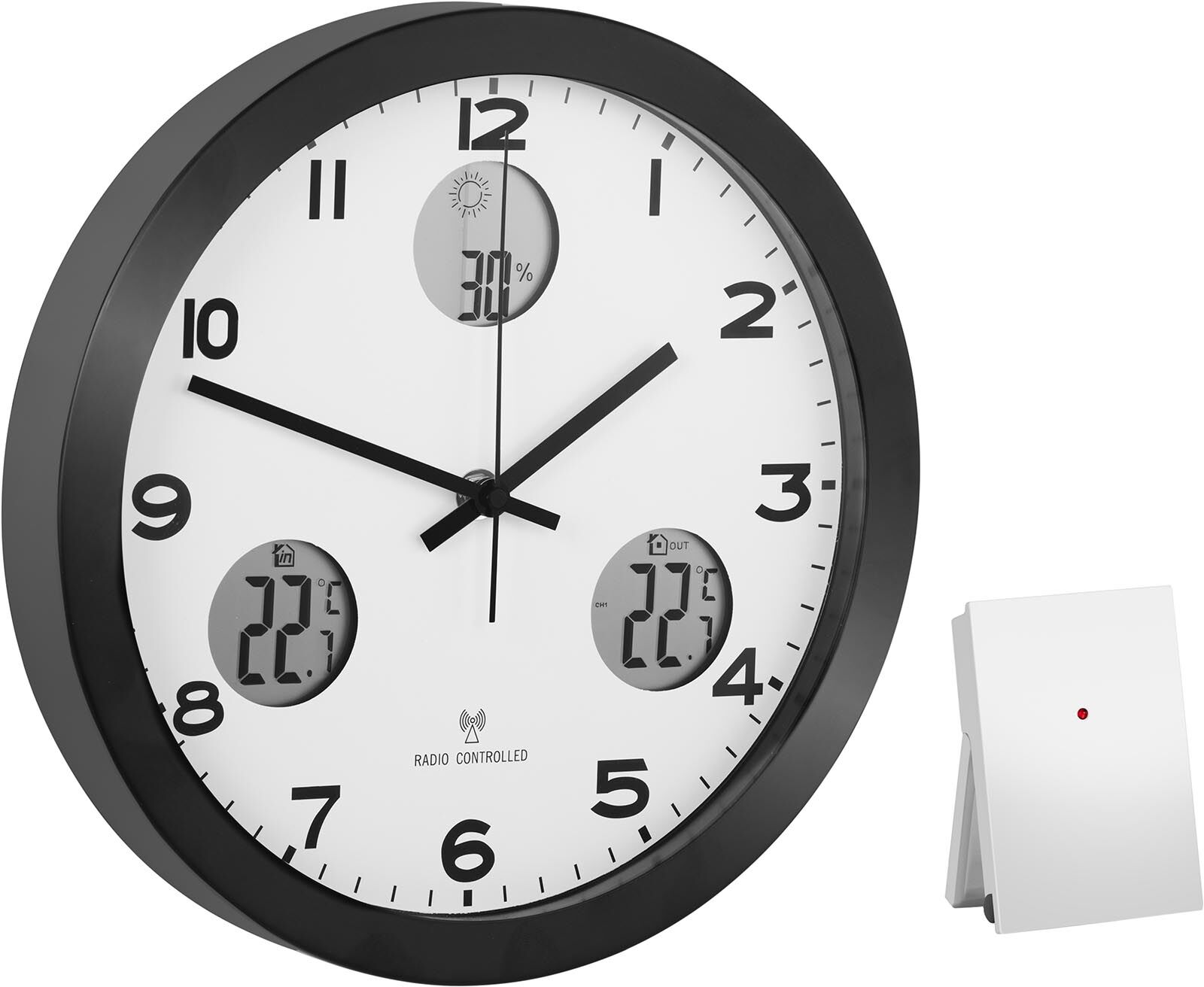 Uniprodo Seinäkello - radiokello - Ø 30 cm - sääasema Uniprodo Seinäkello - radiokello - Ø 30 cm - sääasema