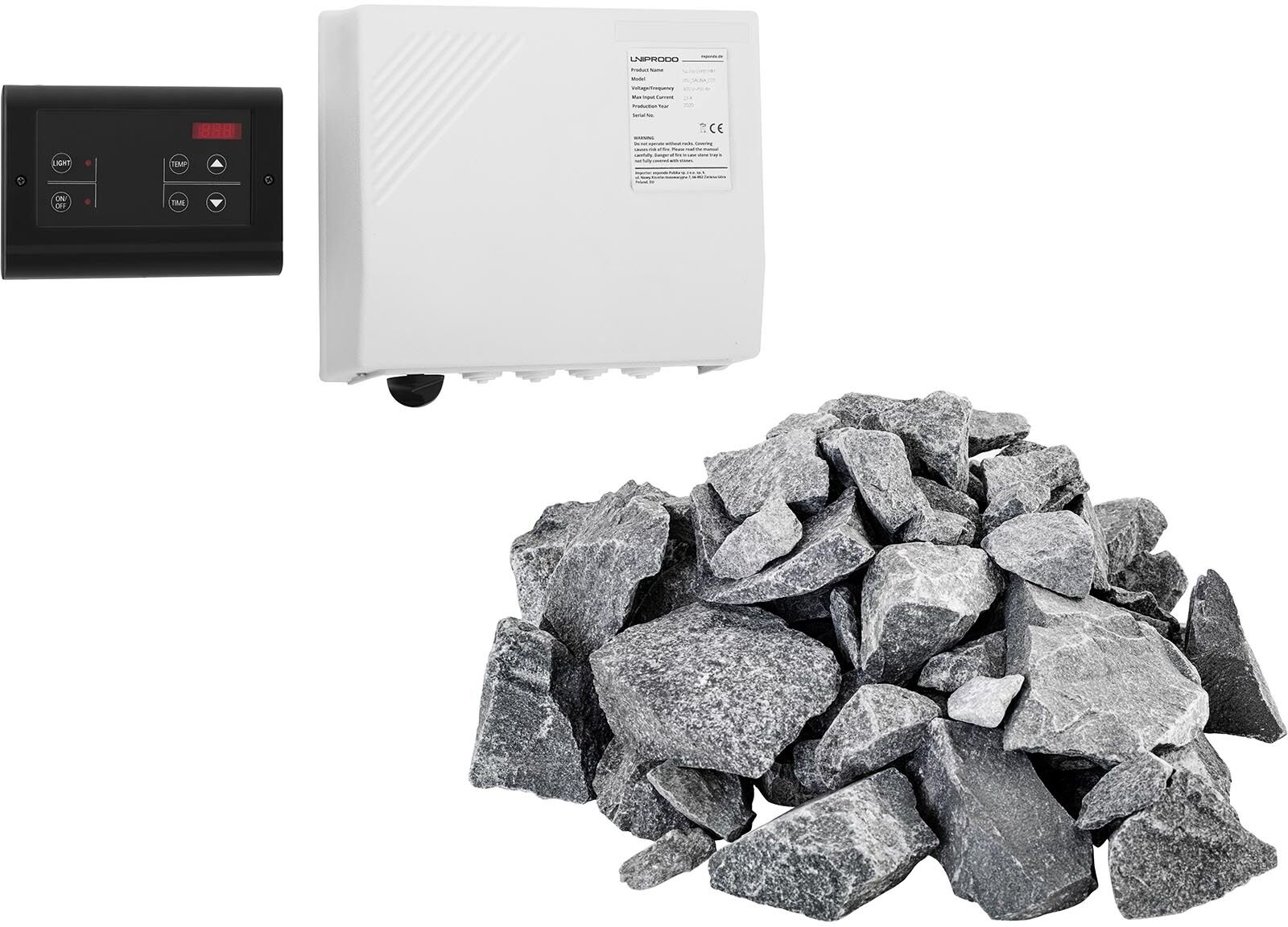 Uniprodo Kiukaan ohjauskeskus saunakivillä- LED-näyttö - 20 kg - Uniprodo-kiukaille Uniprodo Kiukaan ohjauskeskus saunakivillä- LED-näyttö - 20 kg - Uniprodo-kiukaille