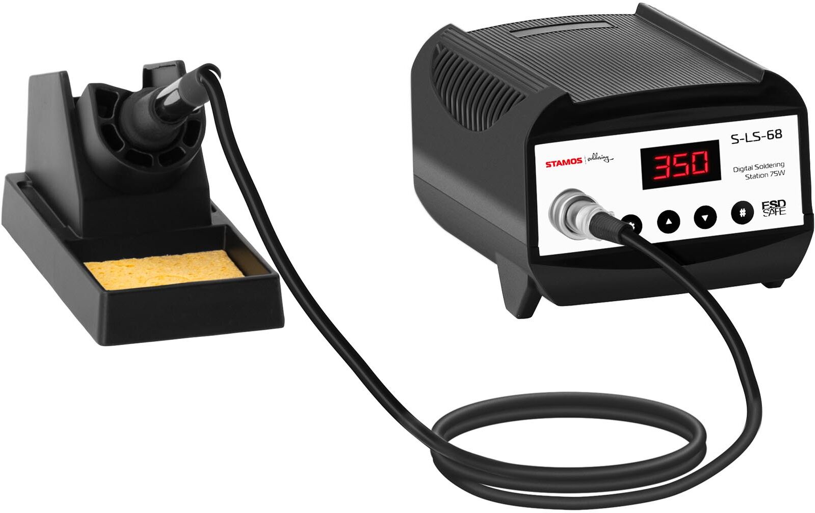 Stamos Soldering Digitaalinen juotosasema - juotoskolvi ja juotoskolviteline - 75 W - LED-näyttö Stamos Soldering Digitaalinen juotosasema - juotoskolvi ja juotoskolviteline - 75 W - LED-näyttö