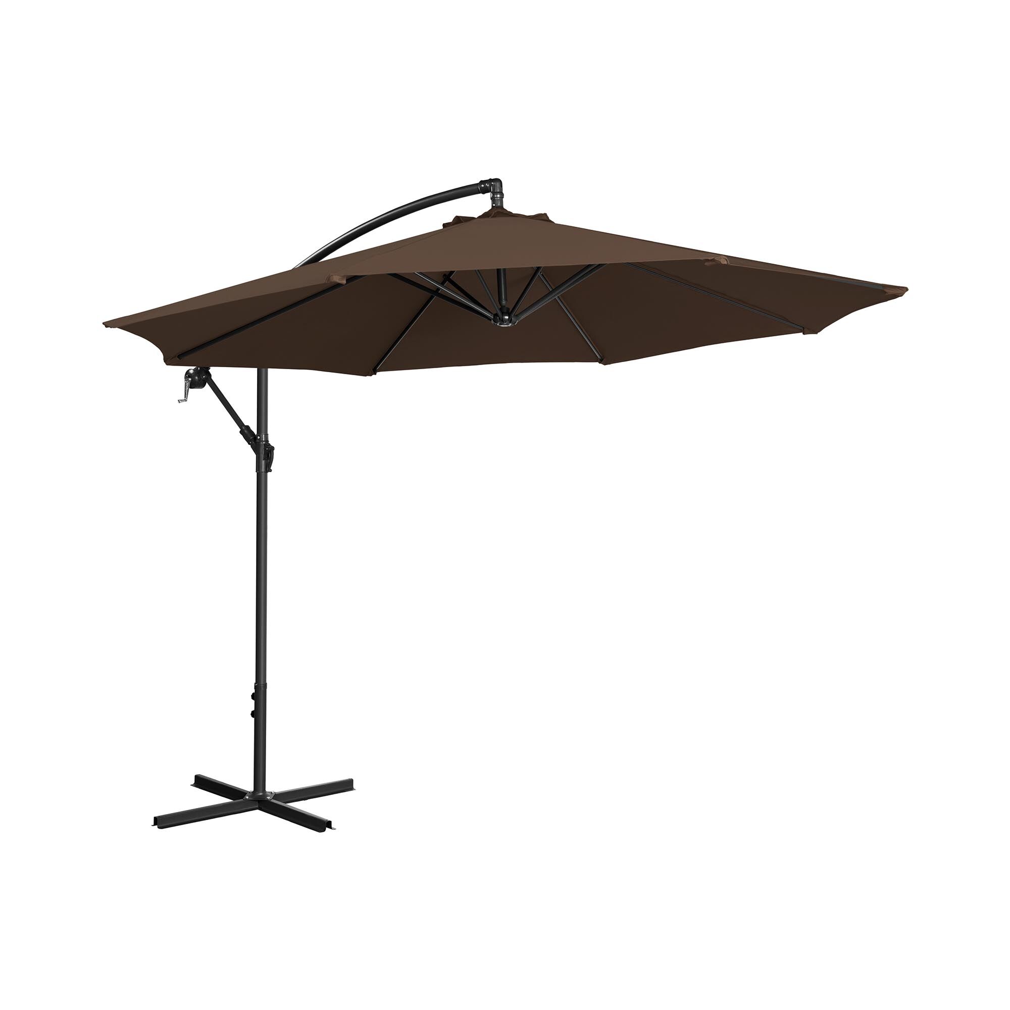 Uniprodo Aurinkovarjo - riippuva - ruskea - pyöreä - Ø 300 cm - kallistettava