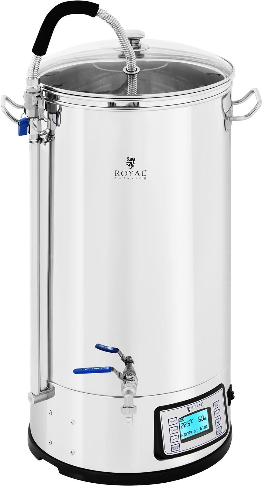Royal Catering Olutkone - 50 L - 3 000 W - 25-100 °C - ruostumaton teräs - LCD-näyttö - ajastin Royal Catering Olutkone - 50 L - 3 000 W - 25-100 °C - ruostumaton teräs - LCD-näyttö - ajastin