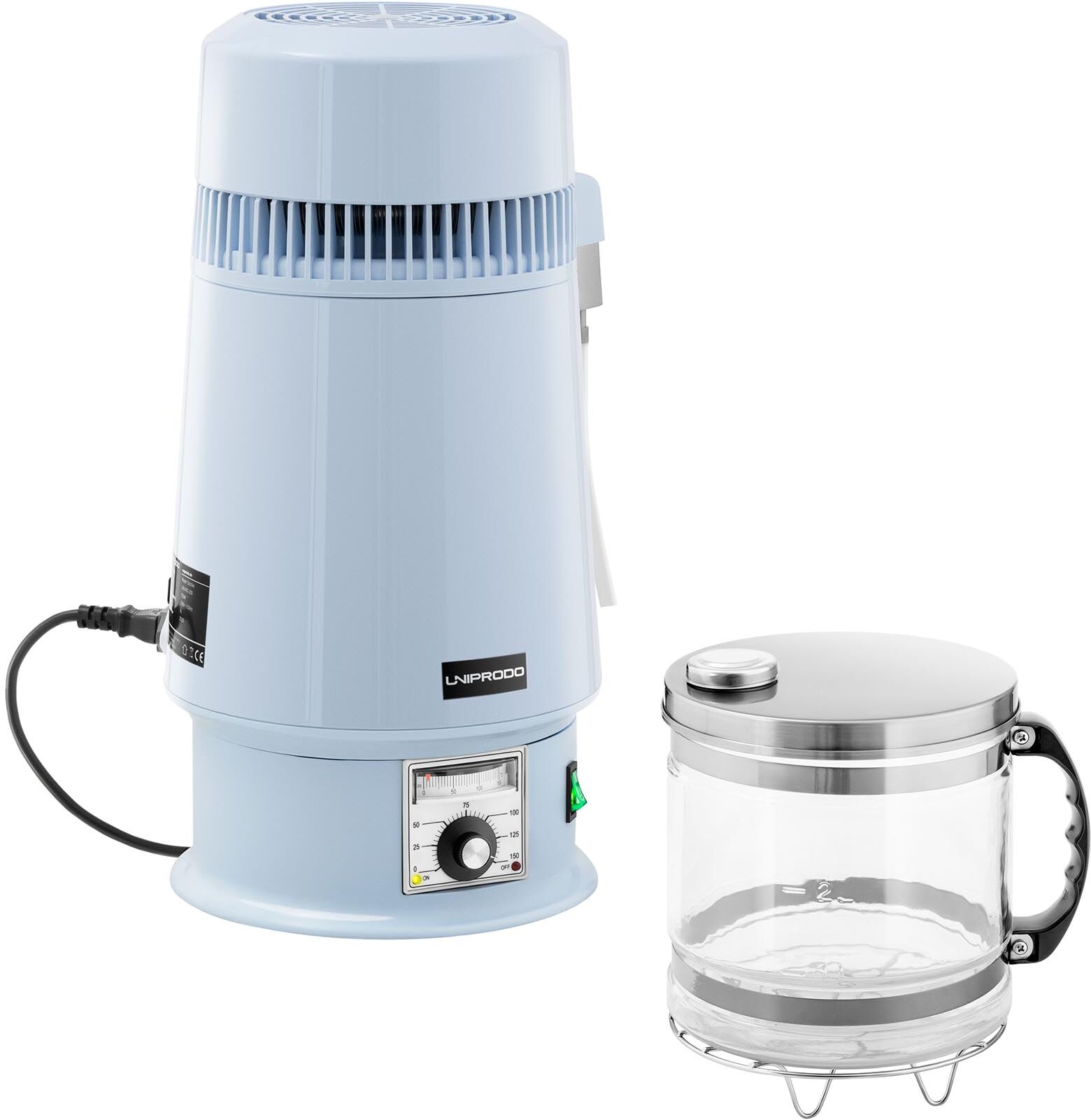 Uniprodo Tislauslaite - vesi - 4 L - säädettävä lämpötila - lasikannulla Uniprodo Tislauslaite - vesi - 4 L - säädettävä lämpötila - lasikannulla