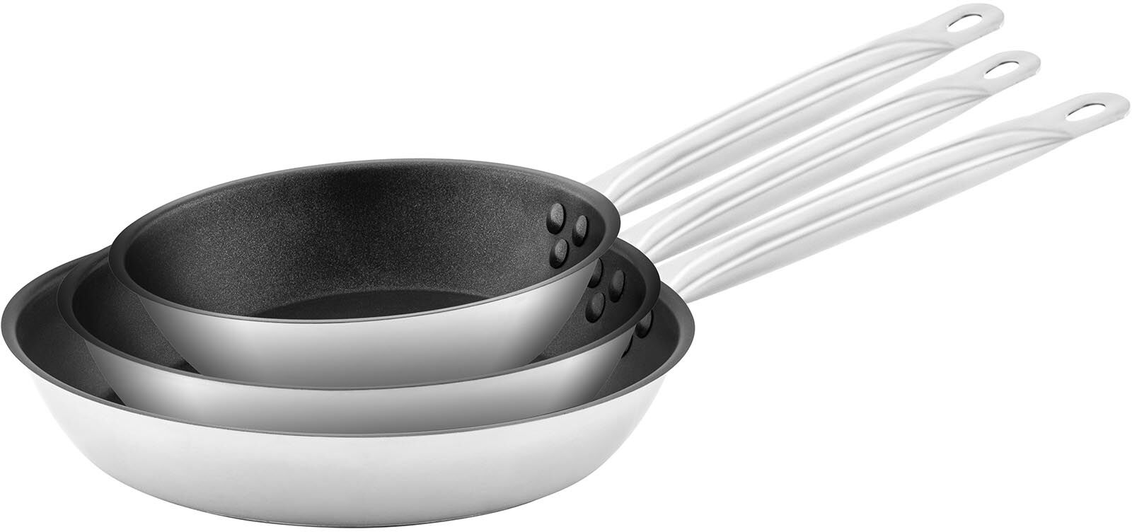 Royal Catering Paistinpannu ruostumattomasta teräksestä - 3 kappaletta - pinnoitettu - Ø 20/24 /28 x 5 cm Royal Catering Paistinpannu ruostumattomasta teräksestä - 3 kappaletta - pinnoitettu - Ø 20/24 /28 x 5 cm