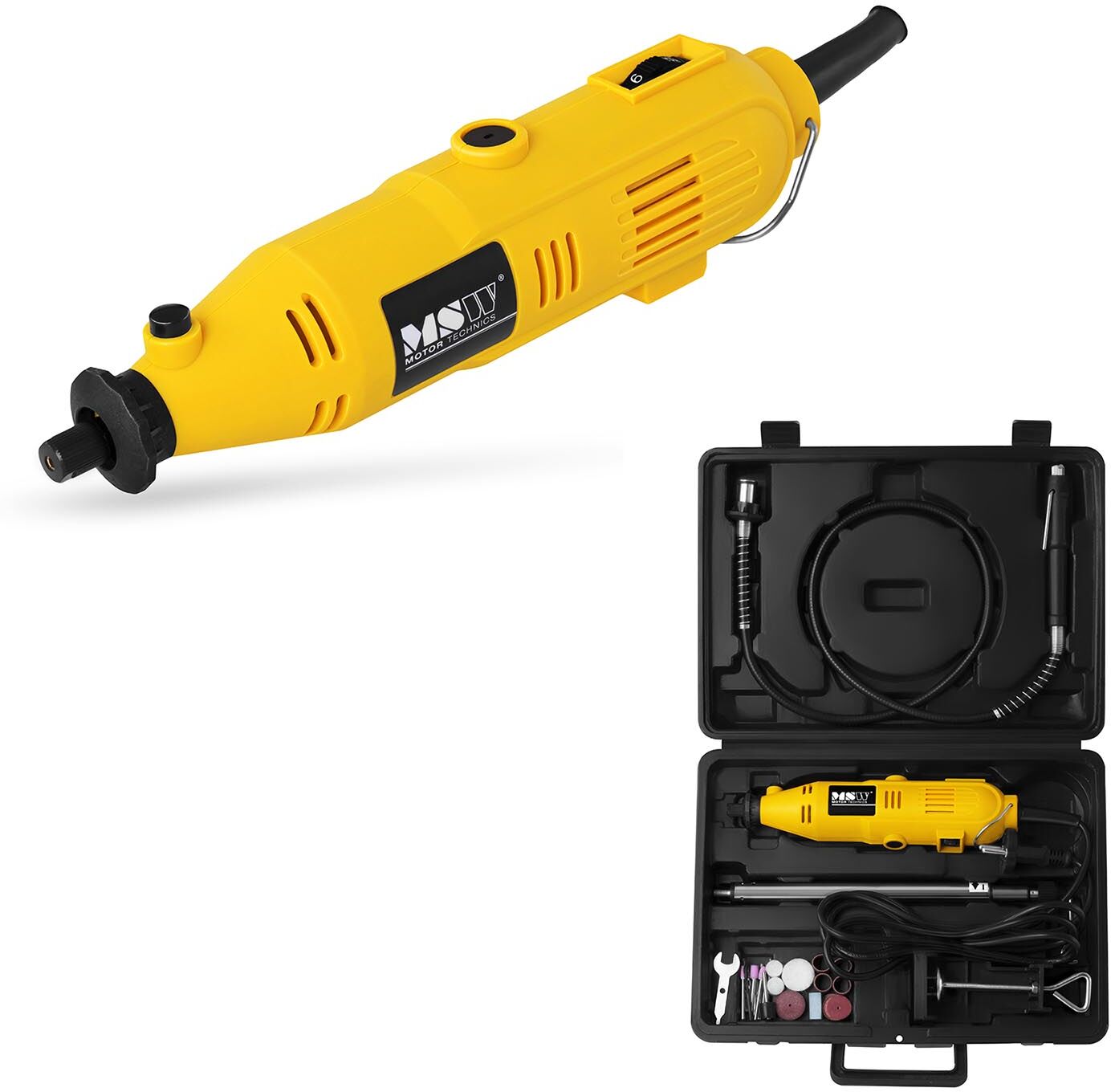 MSW Monitoimityökalu - taipuisa kaapeli- statiivi - varusteet 47 kpl - 35 000 kierr./min MSW Monitoimityökalu - taipuisa kaapeli- statiivi - varusteet 47 kpl - 35 000 kierr./min