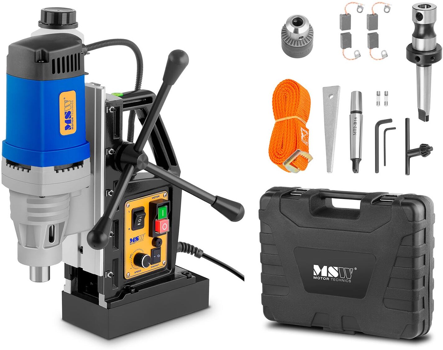 MSW Magneettiporakone - 1 380 W - 600 r/min - 19 mm:n Weldon-kara MSW Magneettiporakone - 1 380 W - 600 r/min - 19 mm:n Weldon-kara