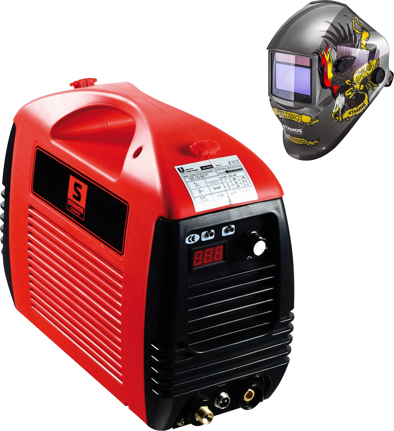 Stamos Basic Hitsaussetti Plasmaleikkuri - 50 A - 230 V - basic + Hitsausmaski – Eagle Eye – ADVANCED SERIES Stamos Basic Hitsaussetti Plasmaleikkuri - 50 A - 230 V - basic + Hitsausmaski – Eagle Eye – ADVANCED SERIES