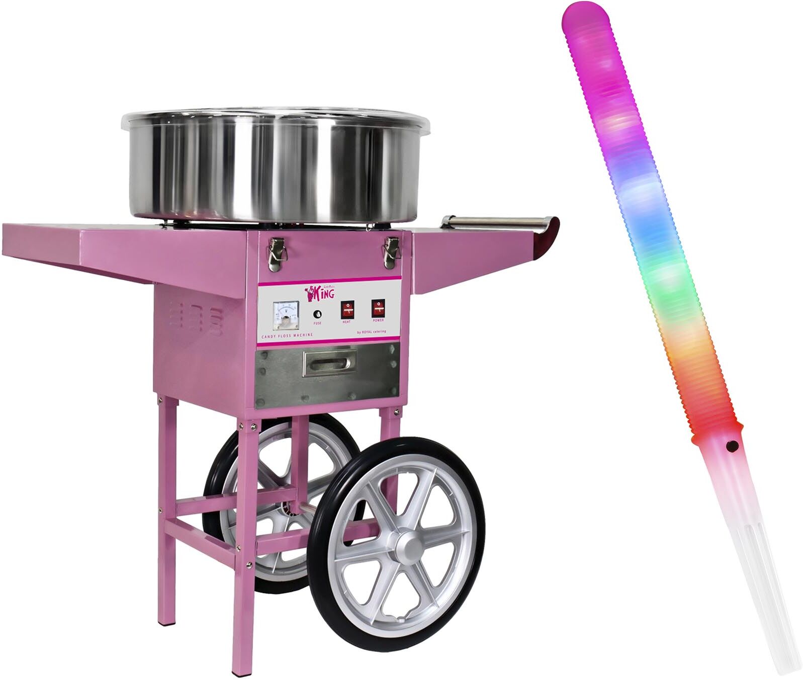 Royal Catering Hattarakonesetti - kärry ja LED-valotikku - 52 cm - 1 200 W - 100 kpl Royal Catering Hattarakonesetti - kärry ja LED-valotikku - 52 cm - 1 200 W - 100 kpl