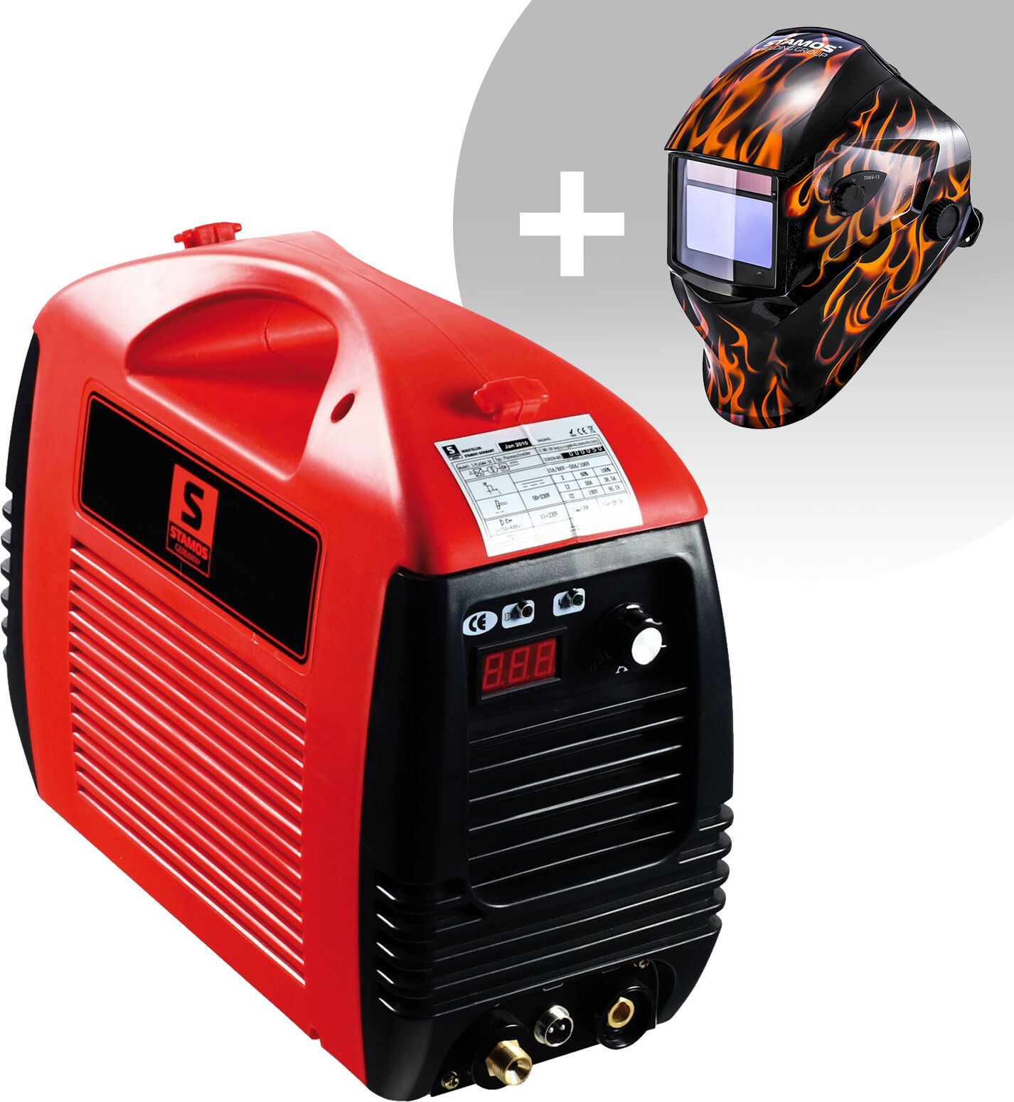 Stamos Basic Hitsaussetti Plasmaleikkuri - 50 A - 230 V - basic + Hitsausmaski – Firestarter 500 – ADVANCED SERIES Stamos Basic Hitsaussetti Plasmaleikkuri - 50 A - 230 V - basic + Hitsausmaski – Firestarter 500 – ADVANCED SERIES