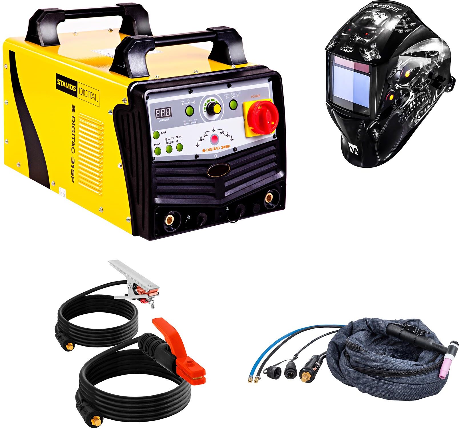 Stamos Selection Hitsaussetti Alumiinihitsauskone - 315 A - 400 V - pulssi - digitaalinen - 2/4-tahti + Hitsausmaski – Metalator– EXPERT SERIES Stamos Selection Hitsaussetti Alumiinihitsauskone - 315 A - 400 V - pulssi - digitaalinen - 2/4-tahti + Hitsausmaski – Metalator– EXPERT SERIES