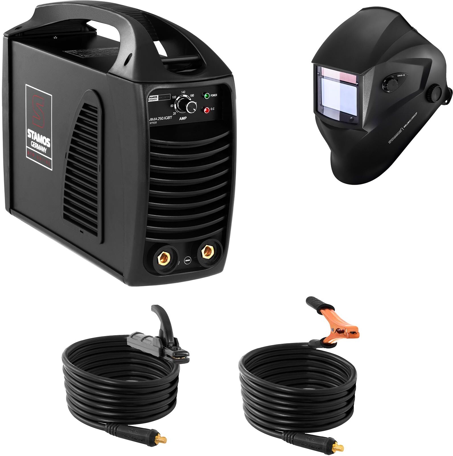 Stamos Germany Hitsaussetti Puikkohitsauskone - 250 A - Hot Start - IGBT + Hitsausmaski – Blaster – ADVANCED SERIES Stamos Germany Hitsaussetti Puikkohitsauskone - 250 A - Hot Start - IGBT + Hitsausmaski – Blaster – ADVANCED SERIES
