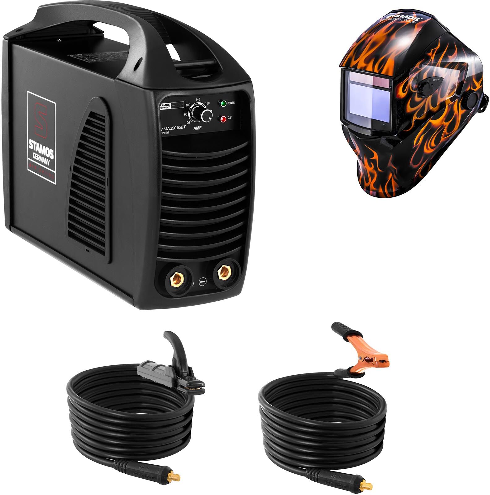 Stamos Germany Hitsaussetti Puikkohitsauskone - 250 A - Hot Start - IGBT + Hitsausmaski – Firestarter 500 – ADVANCED SERIES Stamos Germany Hitsaussetti Puikkohitsauskone - 250 A - Hot Start - IGBT + Hitsausmaski – Firestarter 500 – ADVANCED SERIES
