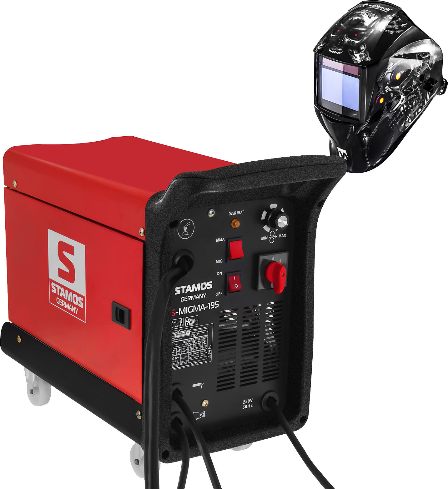 Stamos Germany Hitsaussetti Yhdistelmähitsauskone - 195 A - 230 V - kannettava + Hitsausmaski – Metalator– EXPERT SERIES Stamos Germany Hitsaussetti Yhdistelmähitsauskone - 195 A - 230 V - kannettava + Hitsausmaski – Metalator– EXPERT SERIES