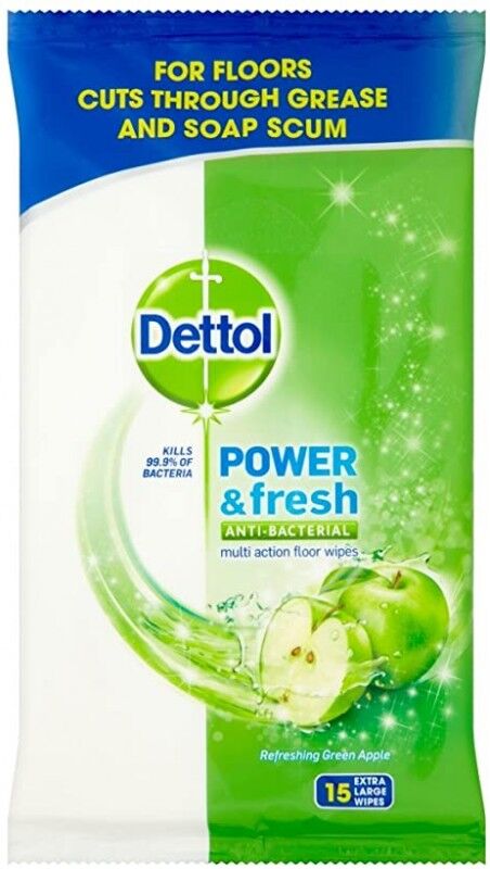 Dettol Clean &amp; Fresh Multipurpose Wipes Refreshing Green Apple 15 kpl Puhdistusliinat