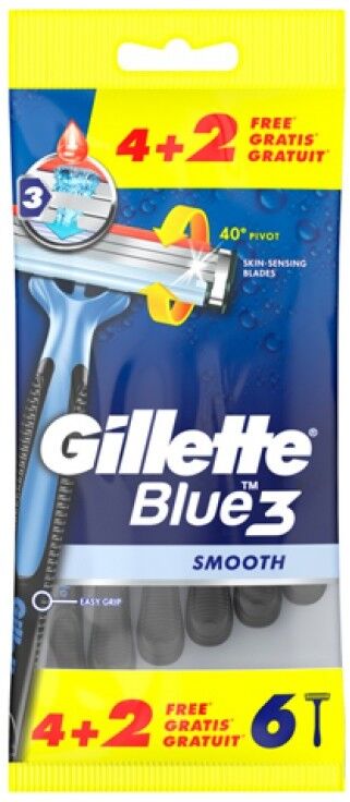 Gillette Blue3 Kertak&auml;ytt&ouml;iset Black Partakoneet 6 kpl Kertak&auml;ytt&ouml;iset partah&ouml;yl&auml;t