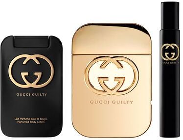 Gucci Guilty EDT &amp; Body Lotion &amp; EDT Rollerball 75 ml + 100 ml + 7,4 ml Lahjapakkaus