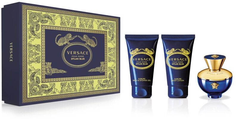 Versace Pour Femme Dylan Blue EDP &amp; Showergel &amp; Bodylotion 3 x 50 ml Lahjapakkaus