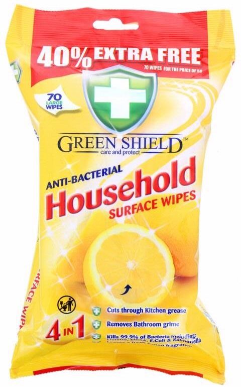 Green Shield Anti-Bacterial Household Surface Wipes 70 kpl Puhdistusliinat