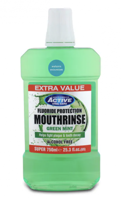 Active Oral Care Fluoride Protection Green Mint suuvesi 750 ml Suuvesi