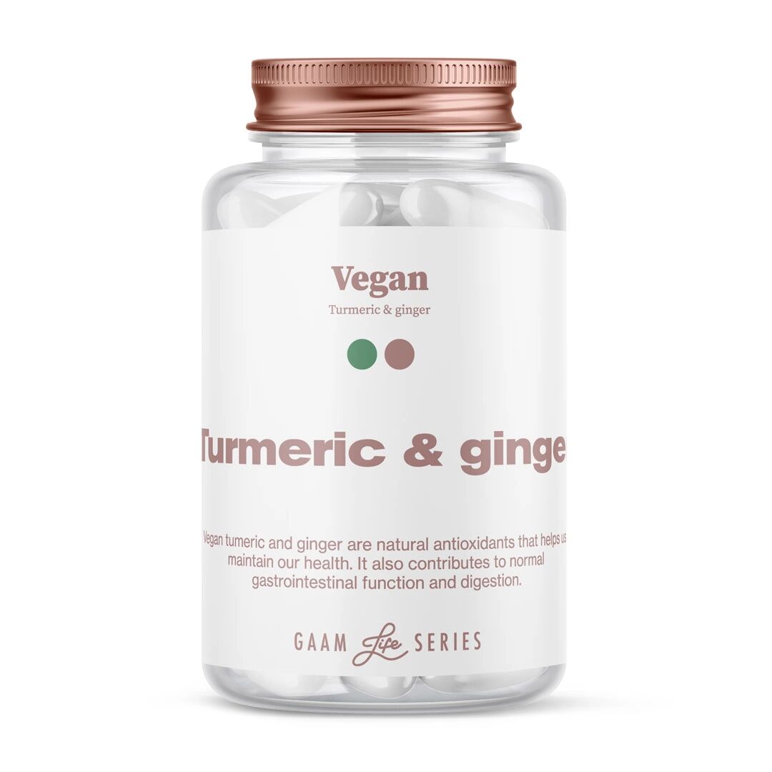Gaam Life Series Vegan Turmeric + Ginger, 60 Caps