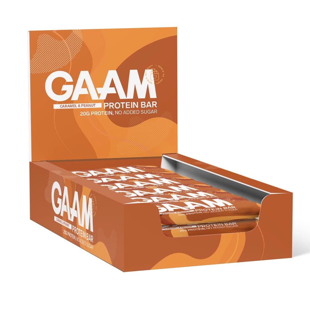 GAAM 12 X Gaam Protein Bar, 55 G, Caramel & Peanut