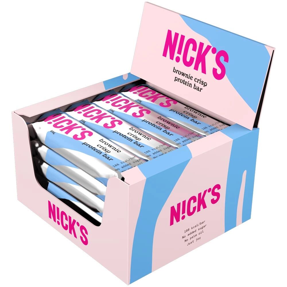 NICKS 12 X Nicks Protein Bar, 50 G, Brownie Crisp